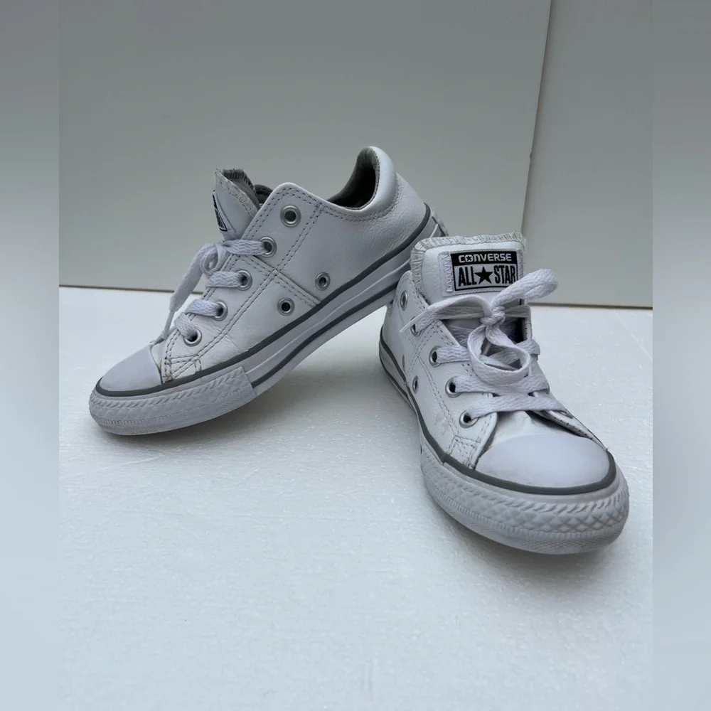 Converse Kids All Star White Leather Shoes 13